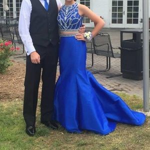 Blue two-piece prom dress - size 8 (fits like 4)